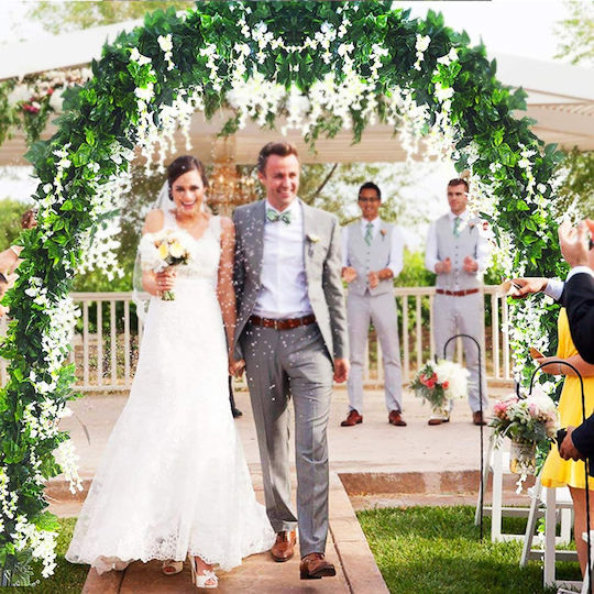 Metal Arch Curved Pergola Roses Decoration Wedding Baptisms Garden Anniversaries Parties Water-Resistant 240 X 140 X 38 Cm