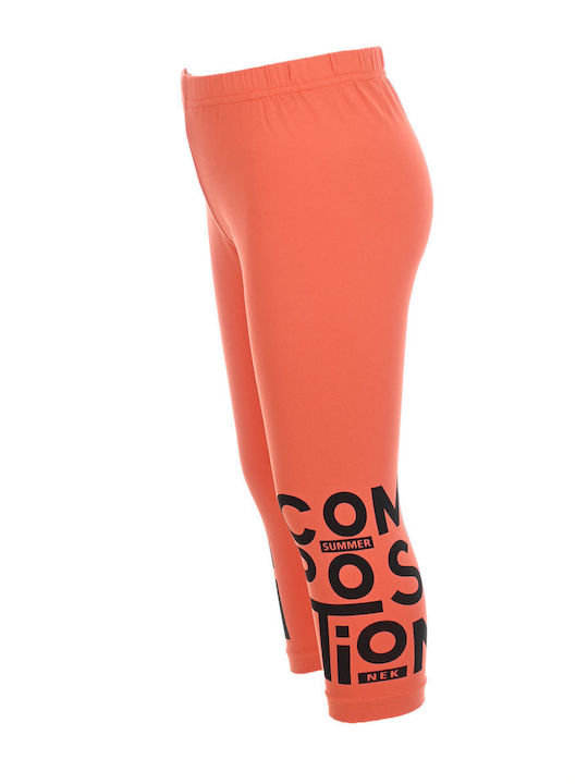 Kids' Set with Leggings Summer 2pcs Black/Coral