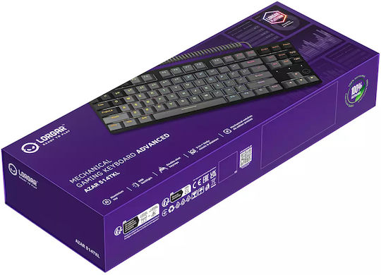 Lorgar AZAR 514 Gaming Tastatură Mecanică Tenkeyless cu Personalizat comutatoare și iluminare RGB (Engleză UK)