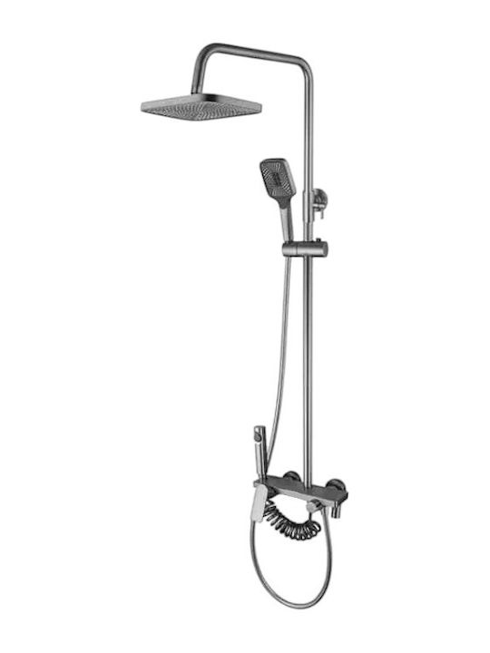 Στήλη Ντουζ με Μπαταρία 75cm Ασημί