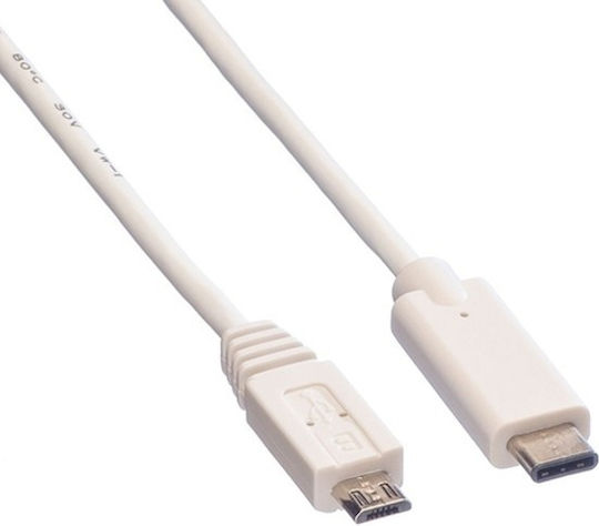 Roline USB 2.0 Cable USB-C male - micro USB-B White 1m (11.99.9020-10)