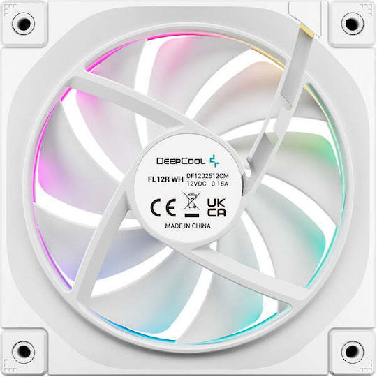 Deepcool FL12R WH Reverse Blade Case Fan 120mm 2150rpm 55cfm With RGB White Lighting