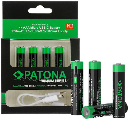 Patona Premium Rechargeable Battery AAA Li-ion 500mAh 1.5V 4pcs