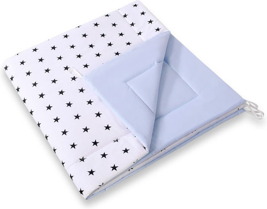 Tipi Tent Kids + Mat + Pillows + Feather Hangings Black Stars Blue