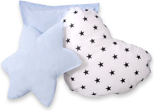Tipi Tent Kids + Mat + Pillows + Feather Hangings Black Stars Blue