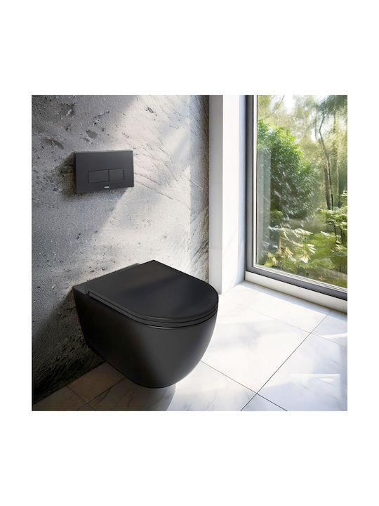 Bianco Ceramica Lenta Монтирана на стена тоалетна Безръбрен с Капак Софт Клоуз Черен