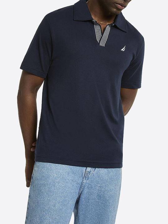 Polo Kurzarm Bluse Dunkelblau