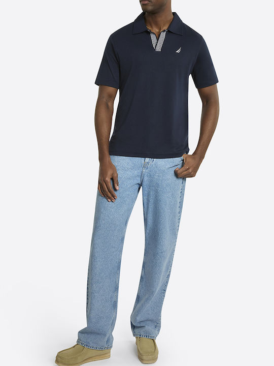 Polo Kurzarm Bluse Dunkelblau
