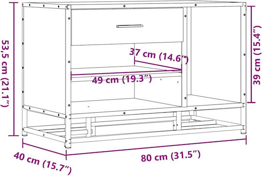 Vidaxl Shoe Bench Black Manufactured Wood Metal Black 849224