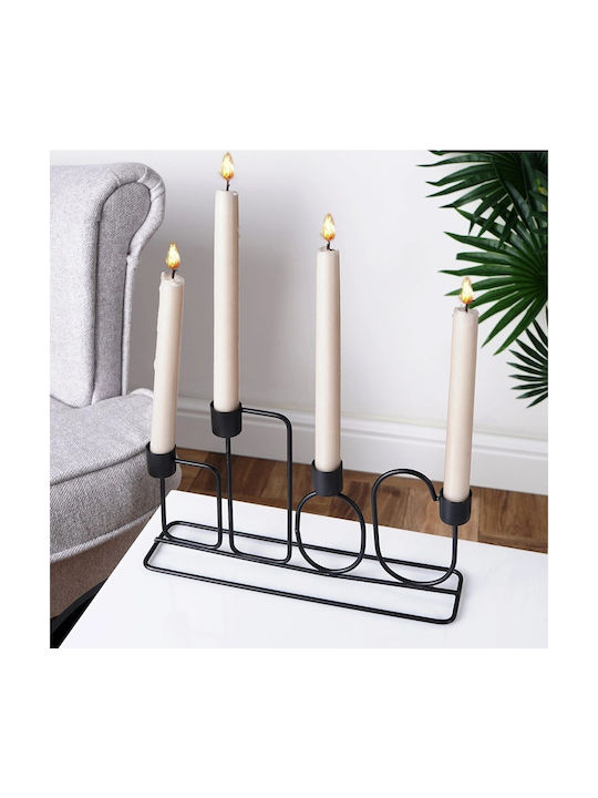 K-m Black Candle Holder Metal in Black Color 27x7x15cm 1pcs