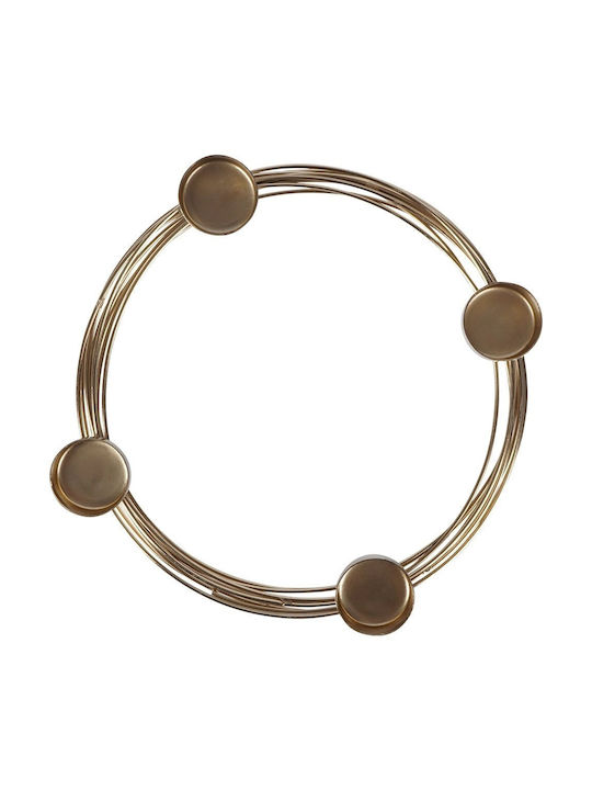 Candle Holder suitable for Tealights Metal 4 Seats in Gold Color 26x26x3.5cm 1pcs