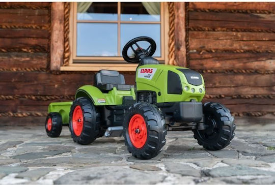 Детска трактор Trac Claas Arion От крака до пода с количка и педал Зелен