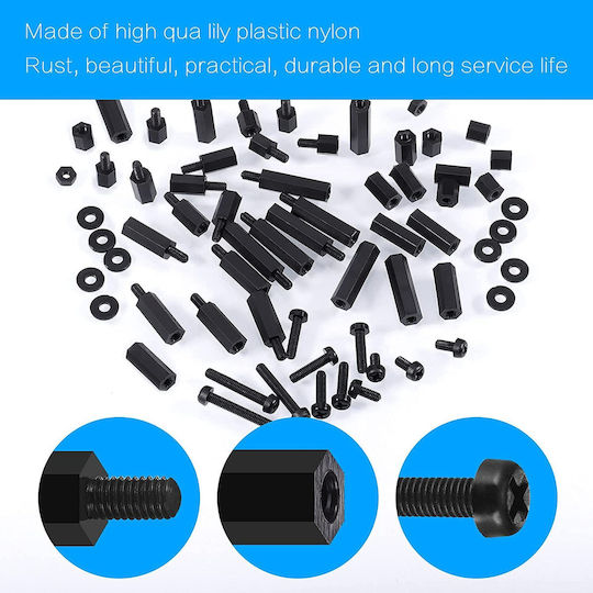 M3 Spacers Hexagonale din Nailon Fem-Fem Fem-Male Șuruburi Șaibe Nuci din Plastic Cutie de Depozitare Neagră