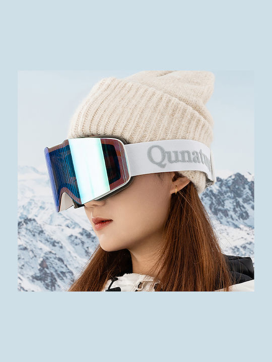 Qunature Ski- & Snowboardbrille Erwachsene Weiß mit Linse in Mehrfarbig Farbe