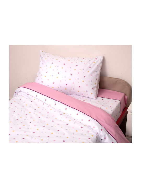 Viopros Duvet Cover Set Cotton Single with Pillowcase 160x240 Pink