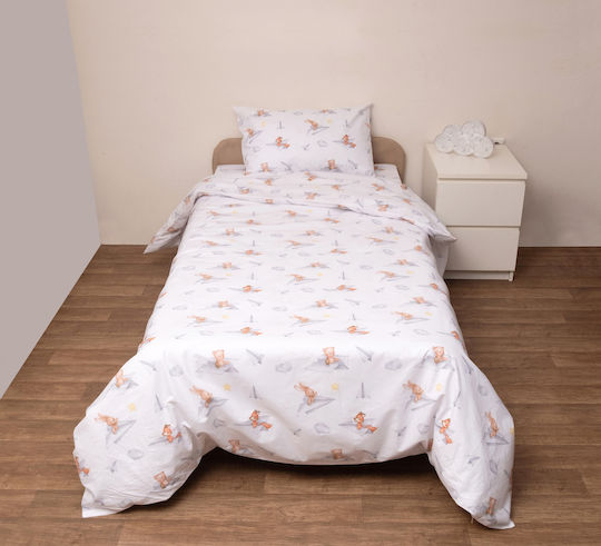 Viopros Комплект Плик за Завивка Памучен Единичен с Калъфка 160x240 Бял