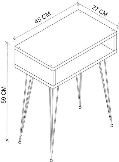 Nachttisch Naida Metall Gray 40x30x59cm