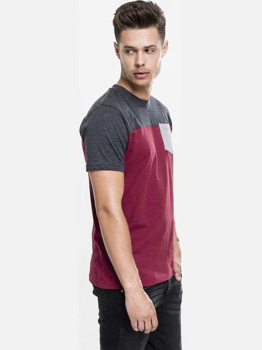 3 Tone T-shirt Burgundy / Charcoal Grey
