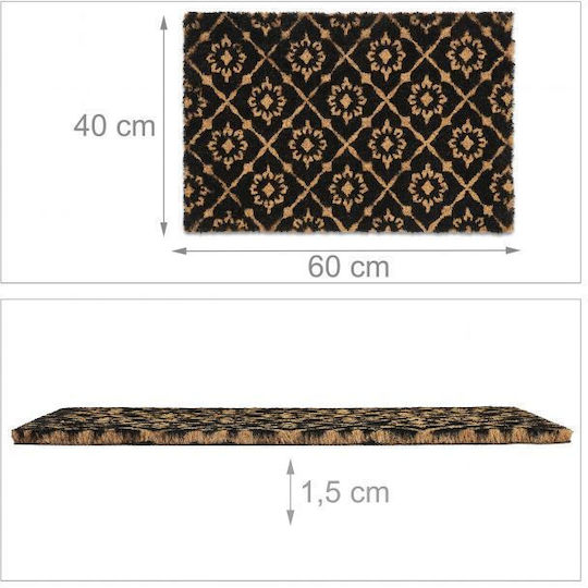 Relaxdays Covor de Intrare din Cocos cu Suport Antiderapant Maro 60x40buc Grosime 15mm