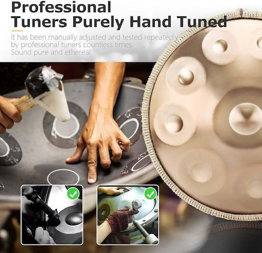 Instrument De Percuție Handpan 10 Note 22 Inch Tobe Manuale Re D Minor 440 Hz Bețe Suport Geantă De Transport Și Depozitare Performer