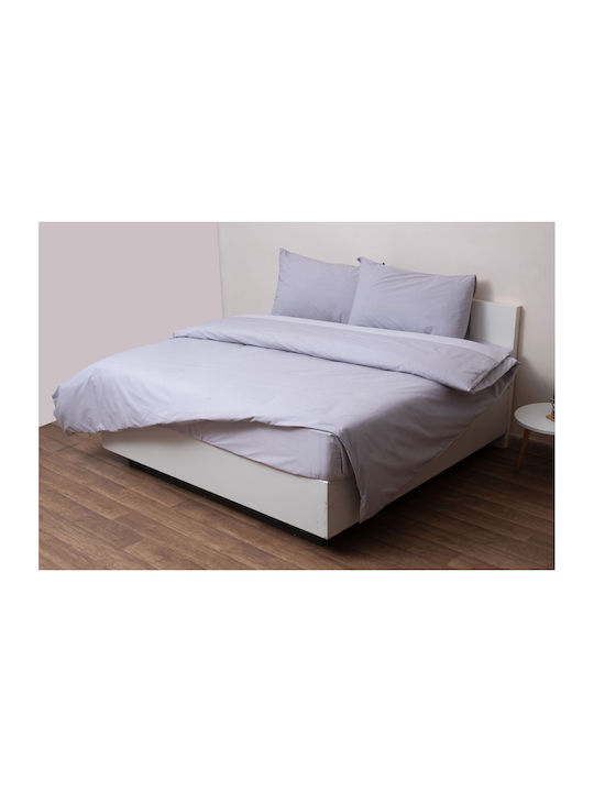 Viopros Semi Double Bed Sheets Set With Rubber Hugger 120x200+25cm Gray (3 Pieces)