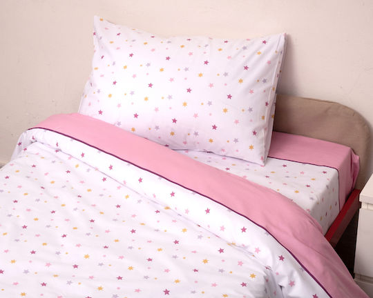 Viopros Duvet Cover Set Cotton Semi-double with Pillowcase 180x240 Pink