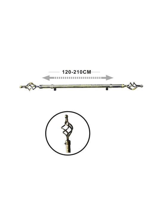 Tpster Metallisch Vorhangstange Einfach Φ16mm 120cm Black-gold
