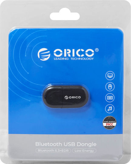 Orico USB Bluetooth 5.3 Adapter mit Reichweite 20m Schwarz (BTA-53-BK-BP)