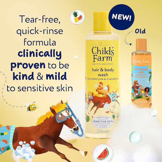 Childs Farm Παιδικό Αφρόλουτρο & Σαμπουάν με Καρπούζι / Ανανά σε Μορφή Gel 250ml