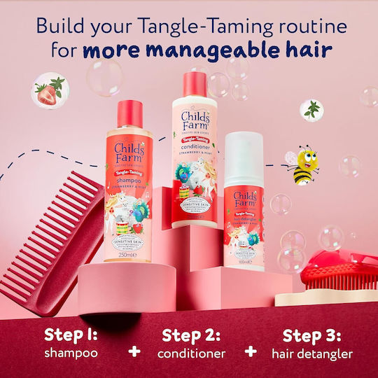 Childs Farm Kids' Shampoo with Strawberry / Mint for Easy Combing in Gel Form , Ideal for Curls 250ml
