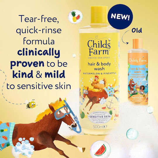 Childs Farm Παιδικό Αφρόλουτρο & Σαμπουάν με Καρπούζι / Ανανά σε Μορφή Gel 500ml