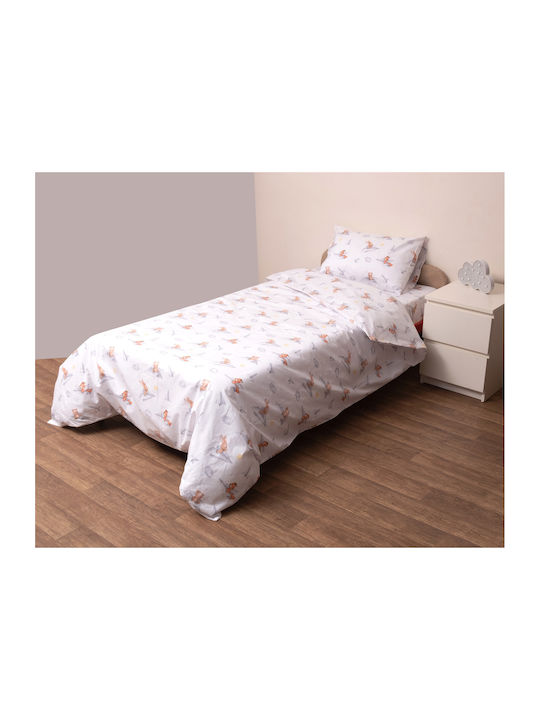 Viopros Duvet Cover Set Cotton Semi-double with Pillowcase 180x240 Hok White