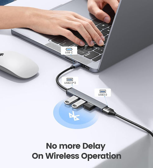 Orico USB Hub 4 Ports USB 3.0 with USB-C Connection Gray