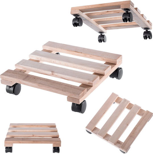 Kadax Blumentopfständer Holz Beige mit Rädern