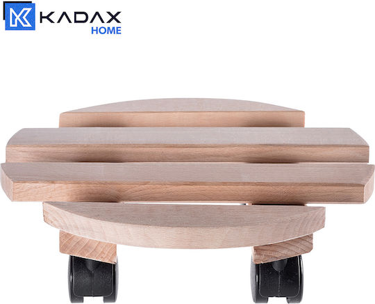 Kadax Pot Stand Wooden Beige with Wheels