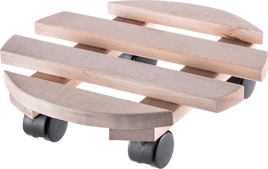 Kadax Pot Stand Wooden Beige with Wheels