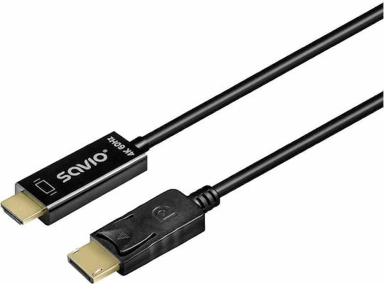 Savio Cable DisplayPort male - HDMI male 1.5m Black