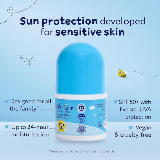 Childs Farm Roll On SPF50 Αδιάβροχο Παιδικό Αντηλιακό Stick 50ml