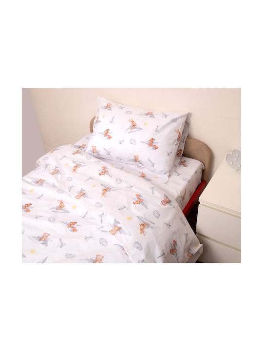 Viopros Kids Quilt Set Single with Pillowcase Hok White 160x240cm