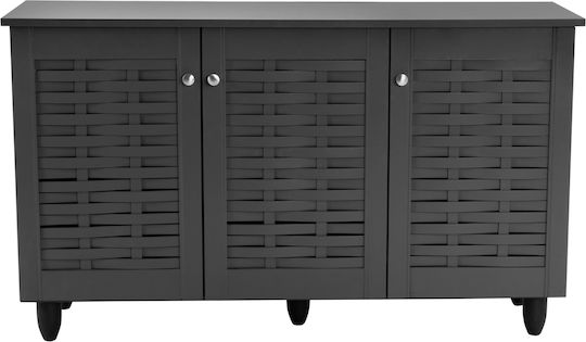 Iggy Wooden Shoe Organizer with 3 Shelves Gray 114x34x68cm