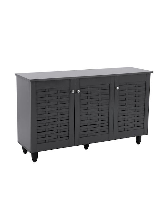 Iggy Wooden Shoe Organizer with 3 Shelves Gray 114x34x68cm