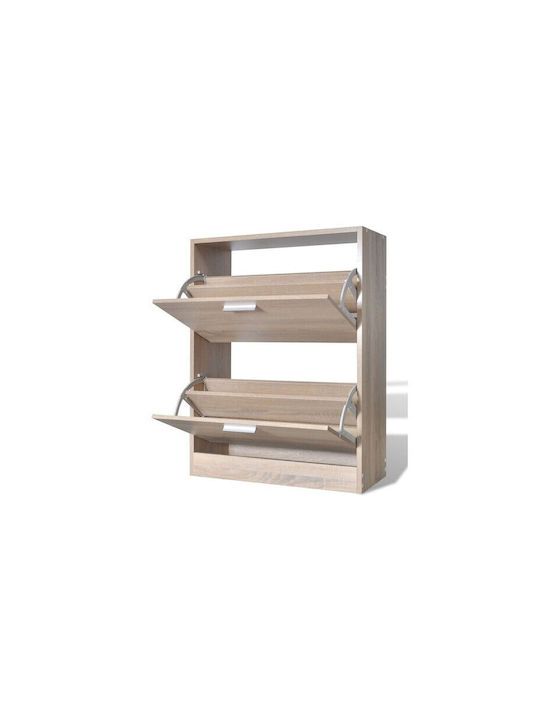 Wooden Shoe Organizer with 2 Shelves Gray 60x24x80cm