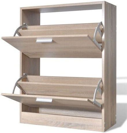 Holz Schuhschrank mit 2 Regalen Gray L60xW24xH80cm