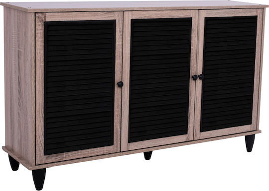 Wooden Shoe Organizer with 2 Shelves Sonama / Black 112x30x68.5cm