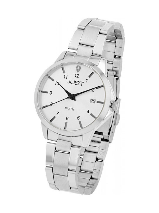Just Watch Γυναικείο Ρολόι 34mm Μπαταρίας με Ασημί Μεταλλικό Μπρασελέ