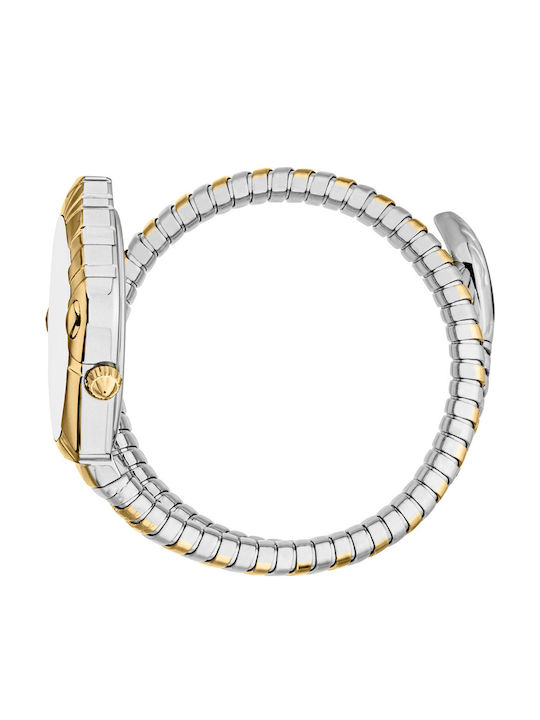 Just Cavalli Signature Snake Crystals Damen Uhr mit Silber Metallarmband