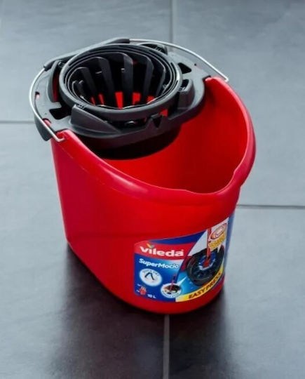 Vileda Găleată cu Stoarcătoare Din plastic SuperMocio Capacitate 10lt Roșu