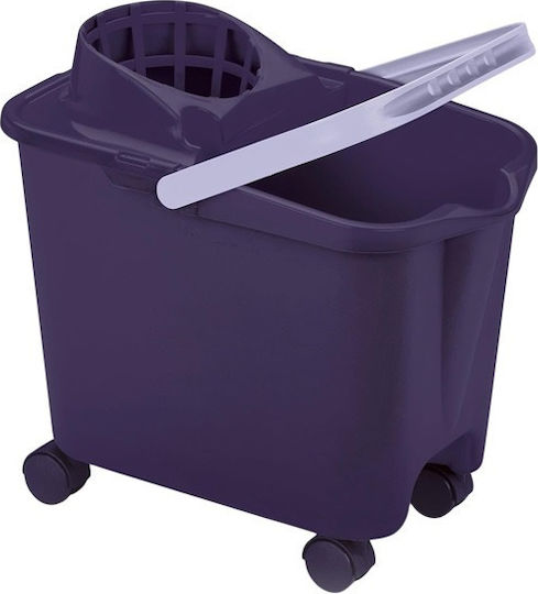 Rayen Mop Bucket with Squeezer and Wheels Plastic Capacity 14lt Purple
