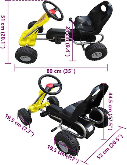 Go-Kart Einsitzer mit Pedal Gelb für 3+ Jahre