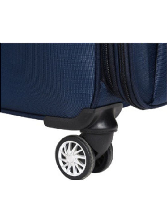 Kourk Large Fabric Blue Travel Suitcase with 4 Wheels Height 75cm